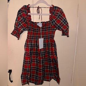 NWT Hill House Home The Athena Nap Dress Red Tartan Size Small